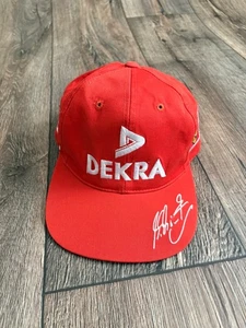 Vintage 90s Michael Schumacher Ferrari Racing Signed Red Cap Hat One Size - Picture 1 of 12