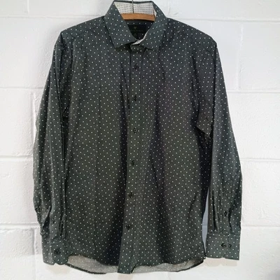 Camisa de algodón manga larga abotonada a lunares negra Bristol & Bull para hombre MEDIANA Foto 1 de 4