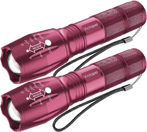 Victoper LED Flashlight 2 Pack, Bright Tactical Torch High 2 pk Pink Waterproof - Picture 1 of 6