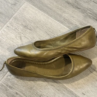 Bailarina de ballet de cuero con punta FRYE Regina plana talla desconocida color camel tostado Foto 1 de 4