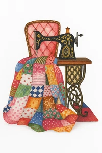 Diamond Painting Nähmaschine & Quilt 40x50cm Vollbild DIY Bastelset - Bild 1 von 2