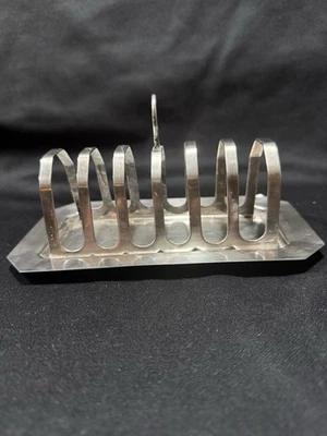 Estante para tostadas, 6 ranuras, J.B.Chatterley&Sons, Inglaterra, EPNS, 7-1/2LX4"W, bandeja para migas Foto 1 de 4