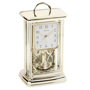 Rhythm Cont Oblong with Handle Arab Dial Rotating Pendulum Mantle Clock - Picture 1 of 1