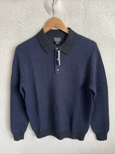 J Crew Cashmere collared sweater in houndstooth jacquard Small Blue Black - Picture 1 of 4