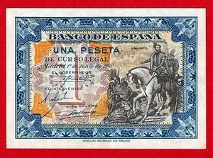 UNC, 1 Peseta, 1940 ''Hernán Cortes'' No Series, Spain - Picture 1 of 2