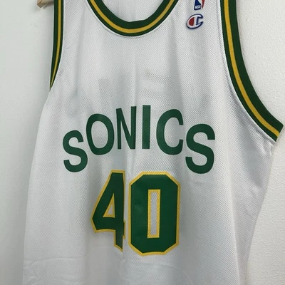 Vintage Shawn Kemp Seattle Sonics Champion Jersey Made In USA White Size 48 XL - Image 1 of 4