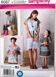 Simplicity 8087/SO897   Girls/Misses Pullover Dress/Top  Child 3-8 Misses XS-XL - Picture 1 of 2