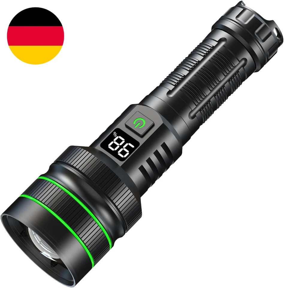 ASORT Taschenlampe LED Aufladbar Extrem Hell 500000 Lumen, Supergroße Blende Zoo