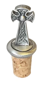 Celtic Cross Hand Crafted Pewter Bottle Stopper Wine Saver bs242 - Picture 1 of 3