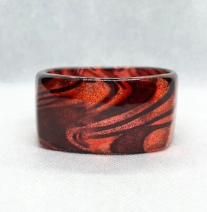 Orange Red Glitter Dark Color Swirl Acrylic Square Bracelet - Picture 1 of 1