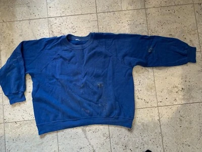 Sudadera De Colección Años 60/70 Clásica Azul Raglán Desteñida Cuello Redondo Pintura Grunge Foto 1 de 4