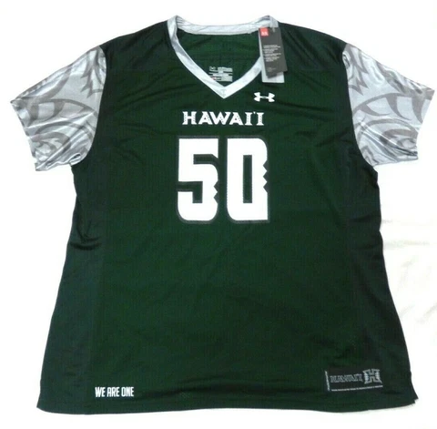 UNDER ARMOUR HAWAII RAINBOW WARRIORS FOOTBALL JERSEY #50 WOMENS NWT SIZE 2XL Cover