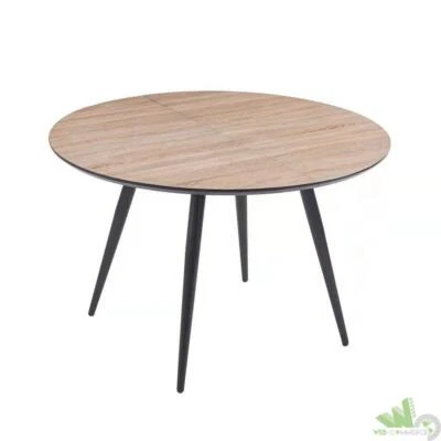 TAVOLO ROTONDO ALLUNGABILE ROVERE GAMBE NERE 120/160XH75 CM PIANO IMPIALLACCIATO - Immagine 1 di 4