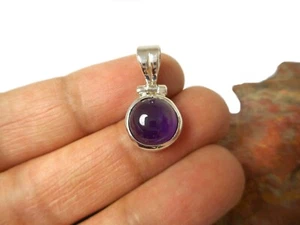 Ciondolo Pietra Preziosa Viola AMETISTA Argento Sterling 925 Forma Rotonda - Foto 1 di 6