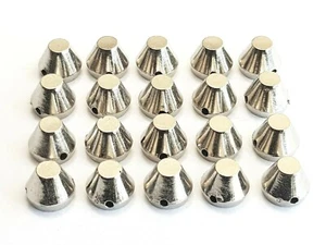 Cuentas de metal plateado para coser artesanías con cono redondo de 20 x 7 mm - Imagen 1 de 4