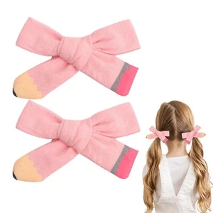 2Pcs Back to School Hair Bow Clips Pink Pencil Hair Clips Cute Pencil Design ... - Picture 1 of 7