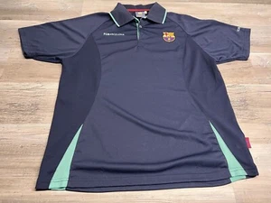 FCB Barcelona Fußball Trikot Vintage All Blue Gr. XL Futbol Kragen Kurzarm - Bild 1 von 8