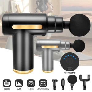 Massage Gun 4 Heads Handheld Deep Tissue USB Muscle Relief Percussion Massager - Picture 1 of 13