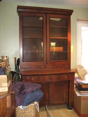 ANTIQUE SOLID MAHOGANY CHINA KITCHEN HUTCH CABINET - Изображение 1 из 4