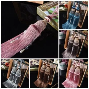 1 Pair Curtain Brush Tiebacks Tassel Fringe Hanging Pendant Curtain Buckle Decor - Picture 1 of 15