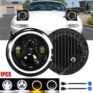 7" LED Headlight Hi-Lo Beam DRL Angel Eyes for 90-97 Mazda NA Miata MX5 MX-5 - Picture 1 of 12