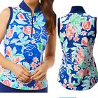 IBKUL Top Size S Sleeveless Top Sports UPF 50 Tutti Navy Multi Red Berry COOLING