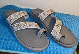 Muk Luk Sandals SPARKLE Straps, Size 11, Gray, Ring Toe Style # 1200084-020 NEW - Imagen 1 de 10