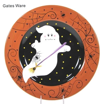 Laurie Gates Ware GHOST & WITCH'S ESCOOM 11" Plato Redondo Halloween Telaraña Foto 1 de 4