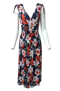 Womens Maxi Dress Surplice Wrap Sleeveless Elastic Waist Size XL/XXL-DR825 - Picture 1 of 5