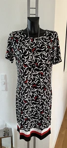 Sommerkleid v. Peter Hahn in Gr. 42, schwarz/weiß mit roten Eyecatchern, Kurzarm - Bild 1 von 9