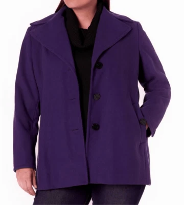 Abrigo Calvin Klein Solapa Ancha Púrpura Invierno Guisante 2X Ropa Exterior Súper Suave Colorido Foto 1 de 4