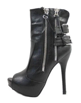 Novo Vestido de Plataforma Wild Diva Sonny-208 Zíper Peep Toe Salto Alto Botinhas Tamanho 7 - Imagem 1 de 4