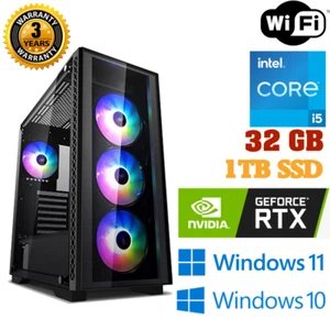 RTX 3060 Intel i5 6 Cores 32GB RAM 1TB SSD Windows 11/10 PRO WIFI Gaming PC - Picture 1 of 4