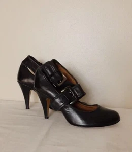 Office Black Leather Buckle Up Heels EU 36 UK 3 - Picture 1 of 9