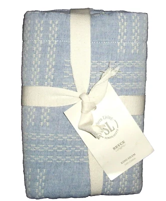 NEW Southern Living One King Sham Bryce Light Denim Blue & Cream Weave Matelasse - Image 1 of 3
