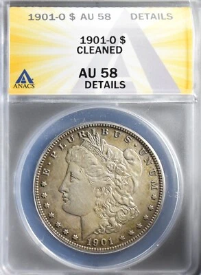 1901-O $1 Morgan Silver Dollar AU58 Details Cleaned ANACS [21] - Image 1 of 4