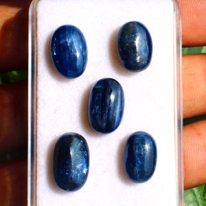 5 Pcs Natural Blue Kyanite Top Quality 12mm-13.6mm Oval Cabochon Loose Gemstones - Picture 1 of 11