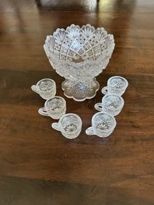 Vintage 1900s Early American Pressed Glass Punch Snack Set - Picture 1 of 7