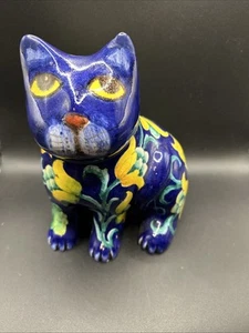 Italienische Majolika Katze Statue Keramik Volkskunst Tier 8,5 Zoll signiert Robert Innocenti - Bild 1 von 10