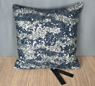 Donna Karan Sapphire Indigo Mesh Sequin pillow New!     1 or 2      12" x 12" - Image 1 of 4