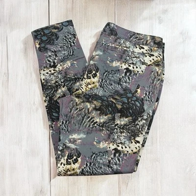 Vera Wang Skinny Pants Womens 10(Actual 32x29) Multi Mid Rise Abstract Zip Fly - Image 1 of 4