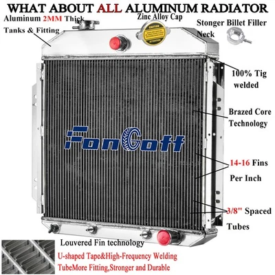 3 Row Aluminum Radiator fit 1957-1960,1958 Ford F-100 Chevy Configuration ,AT Foto 1 de 4