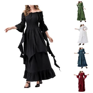 Renaissance Outfit Cosplay Costume Medieval Themed Event Black Dress Green Dress - Picture 1 of 18