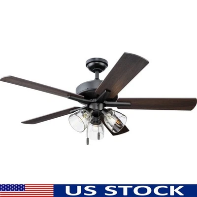 52 in Ceiling Fan 5 Blade Reversible W/ LED Bulbs Energy Saving Quiet Bronze New - Image 1 of 4