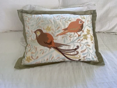 Vintage Blizzard Plush Decorative Bird Pillow Silk Satin Trim Zipper w Insert - Image 1 of 4