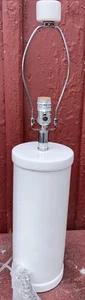 NEW Modern Table Lamp CHROME White Metal Cylinder Canister WIGHT NYC 28” - Picture 1 of 9