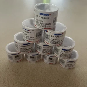 USPS Forever Stamps 2018 | 10 Rolls x100 Flag 1000 Total - Picture 1 of 2