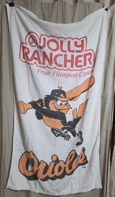 Vintage JOLLY RANCHER Baltimore Orioles Sports Beach Towel 50"X30" Sherry MFG. - Image 1 of 4