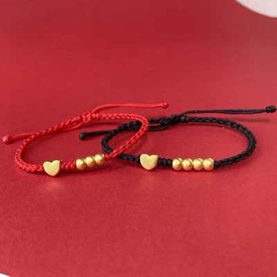 Rote Schnur verstellbar Paar Armband handgewebt Legierung Material Unisex Stil - Bild 1 von 4