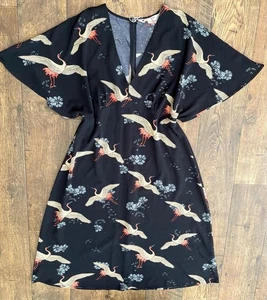 SoldOut!Yumi Crane Bird Midi Dress Wedding Holiday Next Kimono Hen Party Zara 18 - Picture 1 of 11